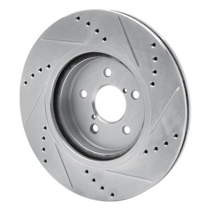 Subaru Impreza Brake Rotor (1) - Front Left - R1 Concepts - Drilled & Slotted - Silver - `17-`23